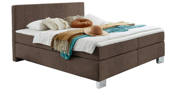 BOXSPRINGBETT 160/200 cm in Braun - Chromfarben/Braun, KONVENTIONELL, Kunststoff/Textil (160/200cm) - Hom`in