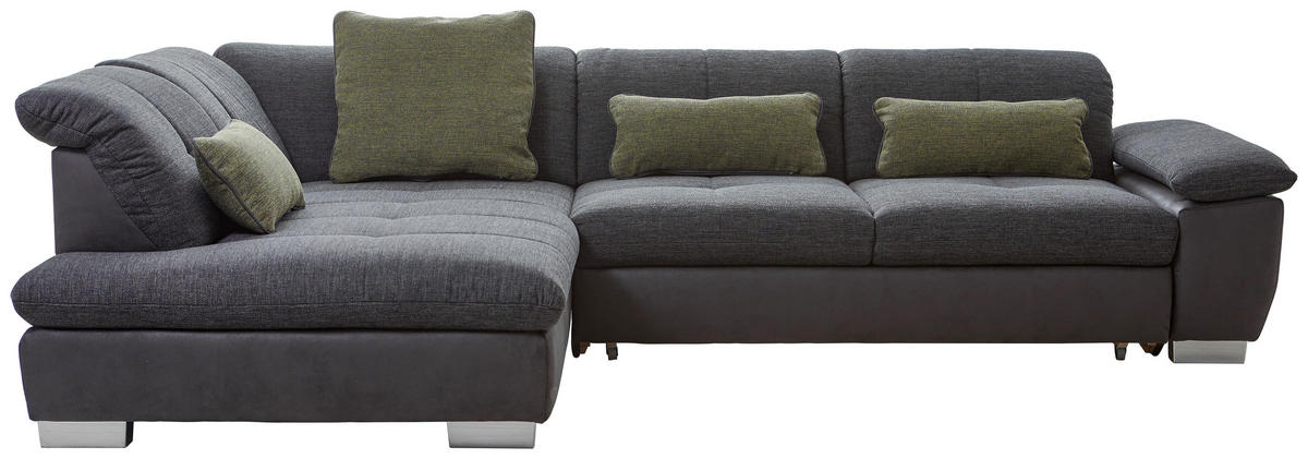 ECKSOFA Dunkelgrau Chenille  - Chromfarben/Dunkelgrau, Design, Textil (242/313cm) - Xora