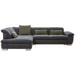 ECKSOFA  in Chenille Schwarz  242/313 cm  - Chromfarben/Schwarz, Design, Textil (242/313cm) - Xora