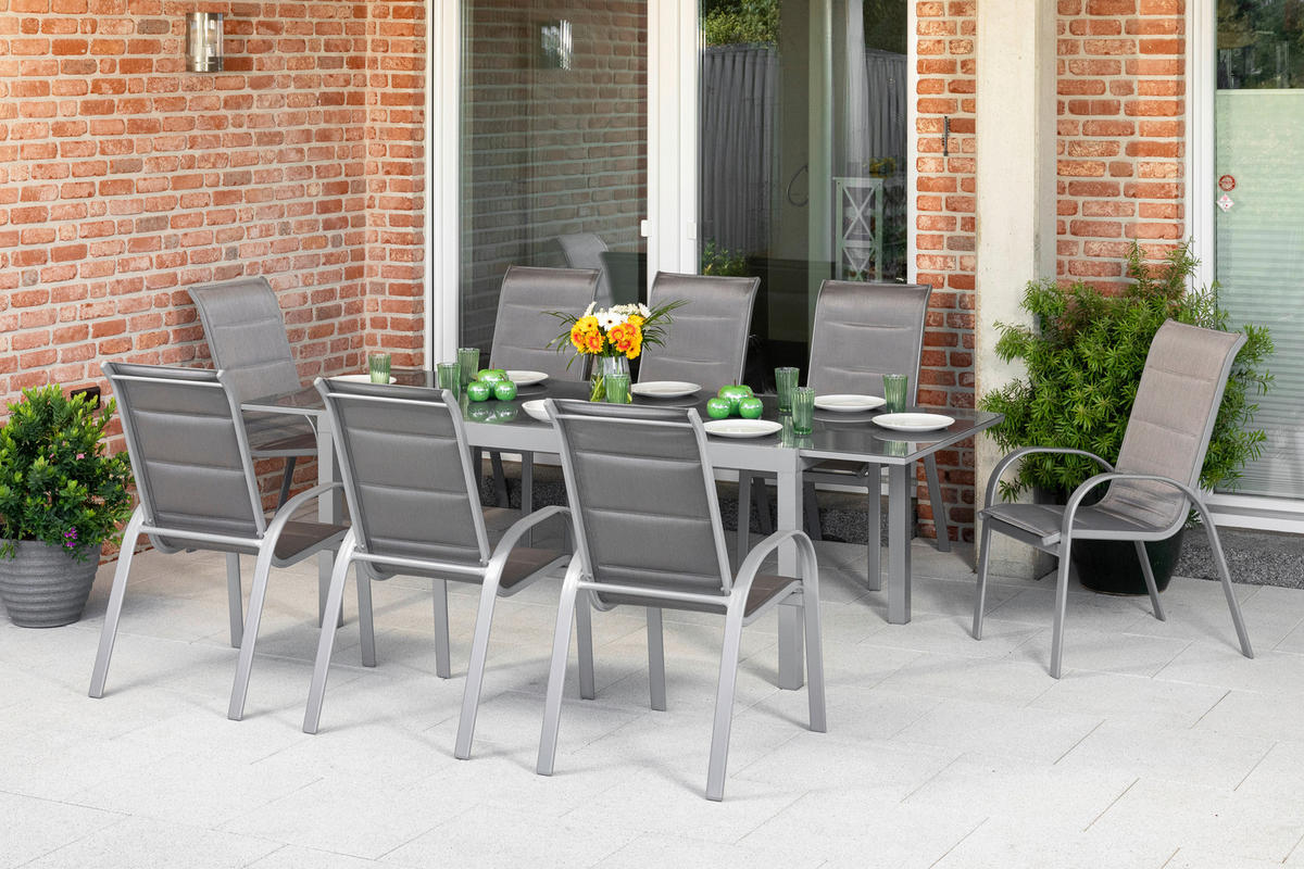 GARTENSET Aluminium  - Silberfarben/Braun, MODERN, Textil/Metall - Gardenson