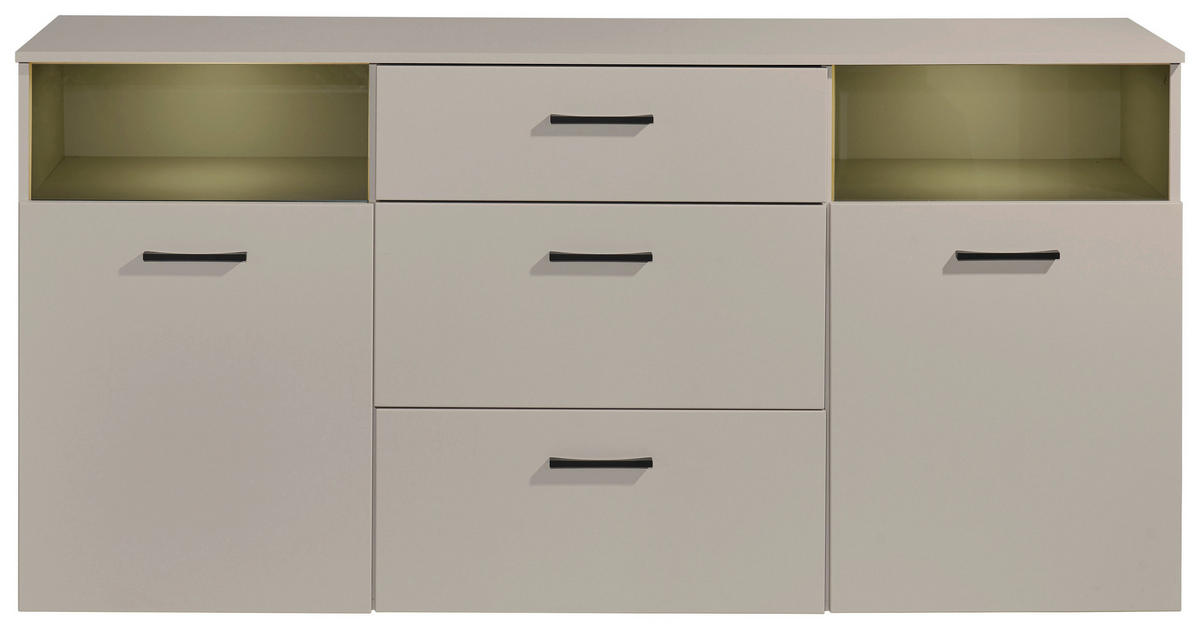 SIDEBOARD  in 180/86/38 cm  - Kaschmir/Schwarz, Design, Glas/Holzwerkstoff (180/86/38cm) - MID.YOU