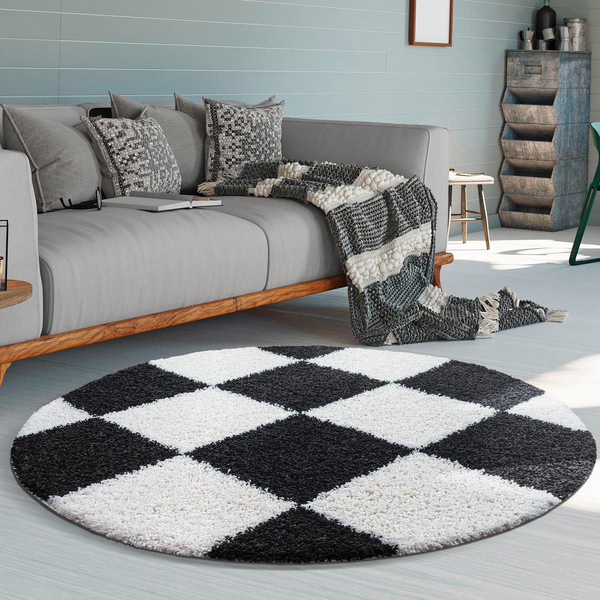 HOCHFLORTEPPICH 200 cm Milano Schwarz, Weiß  - Schwarz/Weiß, Basics, Kunststoff/Textil (200cm)