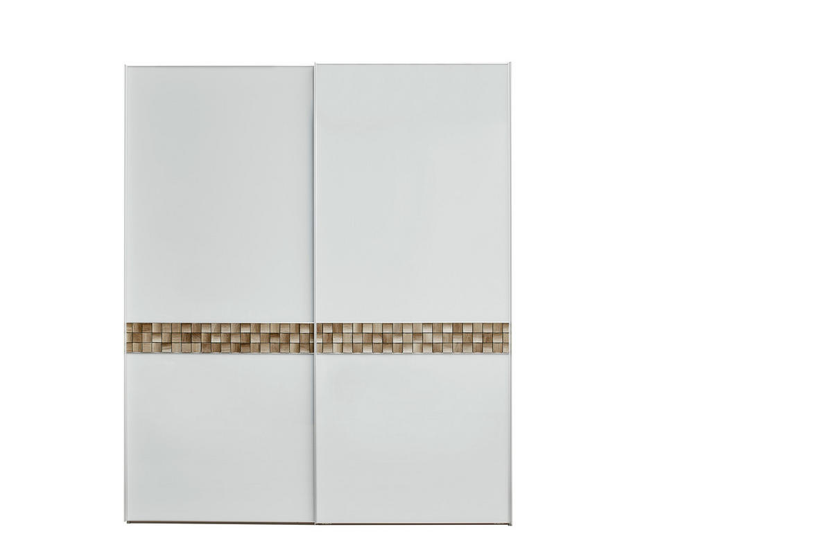 SCHWEBETÜRENSCHRANK 200/222/68 cm 2-türig Grau, Eiche dunkel  - Eiche dunkel/Alufarben, Design, Glas/Holz (200/222/68cm) - Dieter Knoll