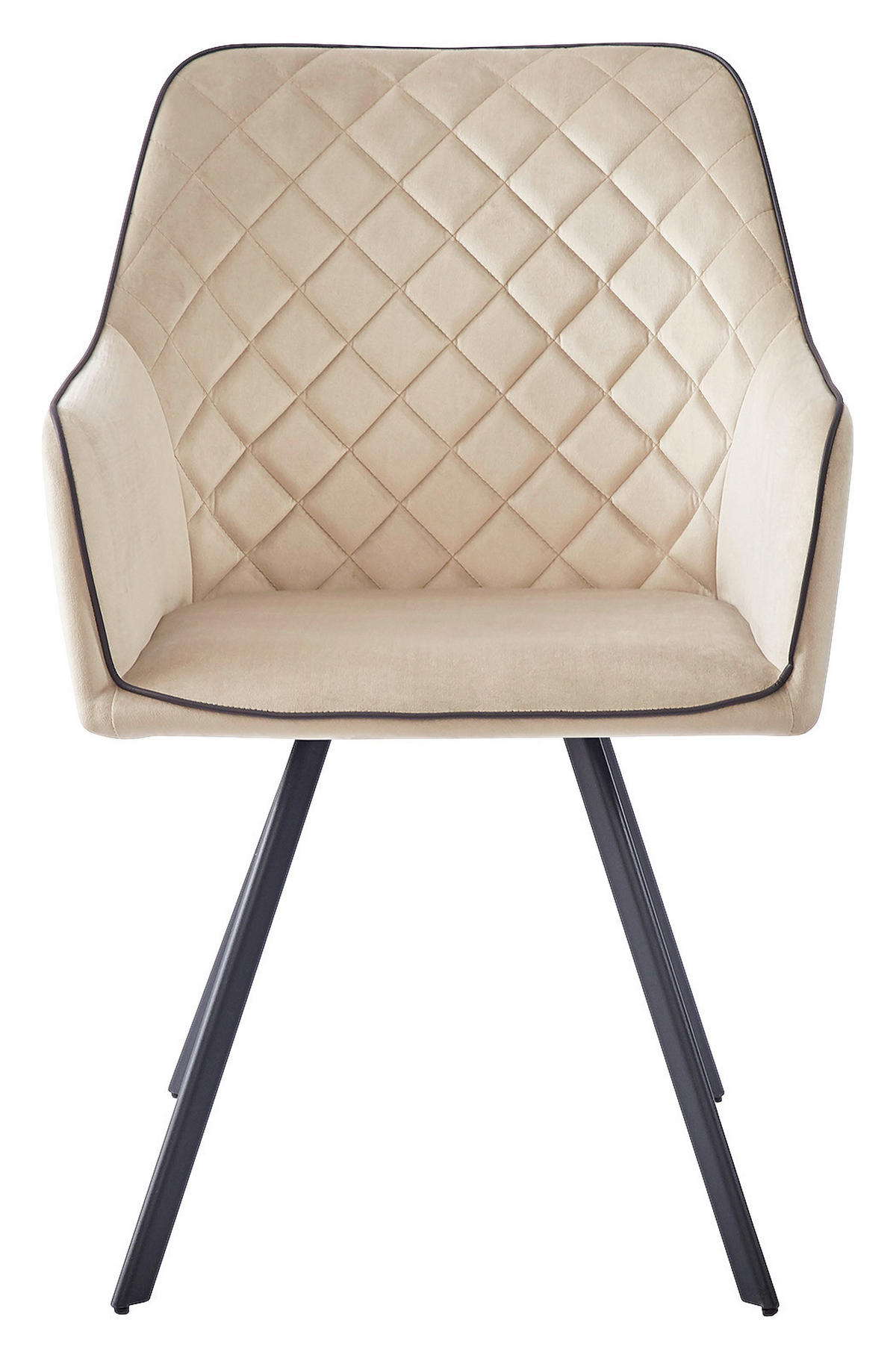 ARMLEHNSTUHL  in Samt  - Beige/Grau, MODERN, Textil/Metall (58/85/64,5cm) - Kayoom