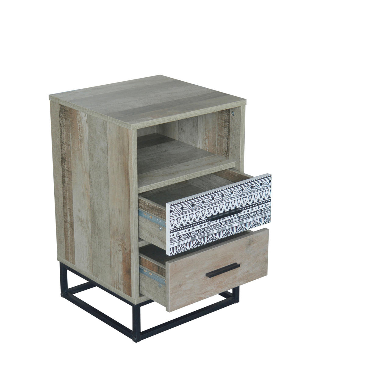 NACHTTISCH 39,5/62/38 cm  in Graubraun  - Graubraun/Multicolor, Design, Holzwerkstoff/Metall (39,5/62/38cm) - Livetastic