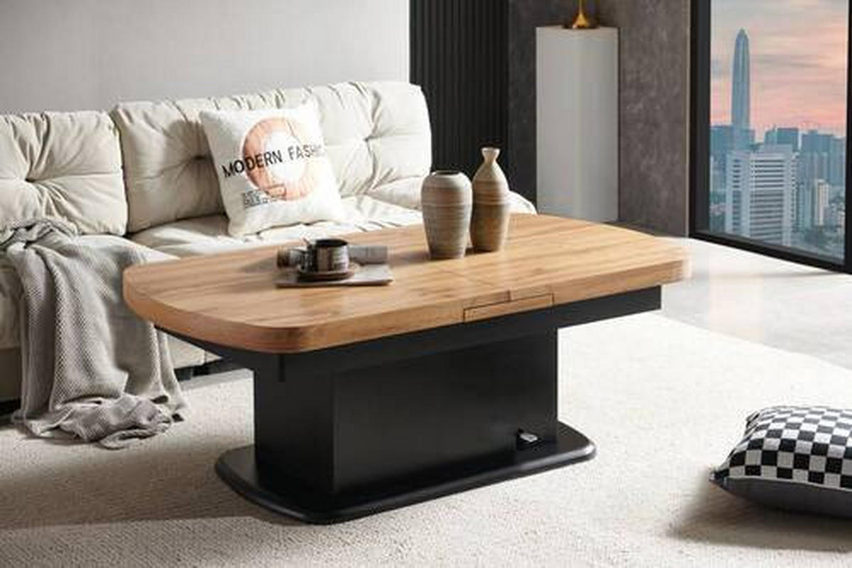 SOFFBORD i trä 135-160/75/51-79,9 cm  - svart/ekfärgad, Design, trä (135-160/75/51-79,9cm) - Livetastic