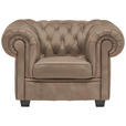 CHESTERFIELD-SESSEL - Wengefarben/Hellbraun, LIFESTYLE, Holz/Textil (115/76,5/96cm) - Landscape