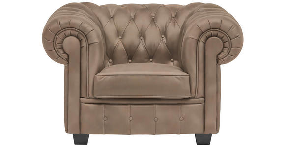 CHESTERFIELD-SESSEL - Wengefarben/Hellbraun, LIFESTYLE, Holz/Textil (115/76,5/96cm) - Landscape