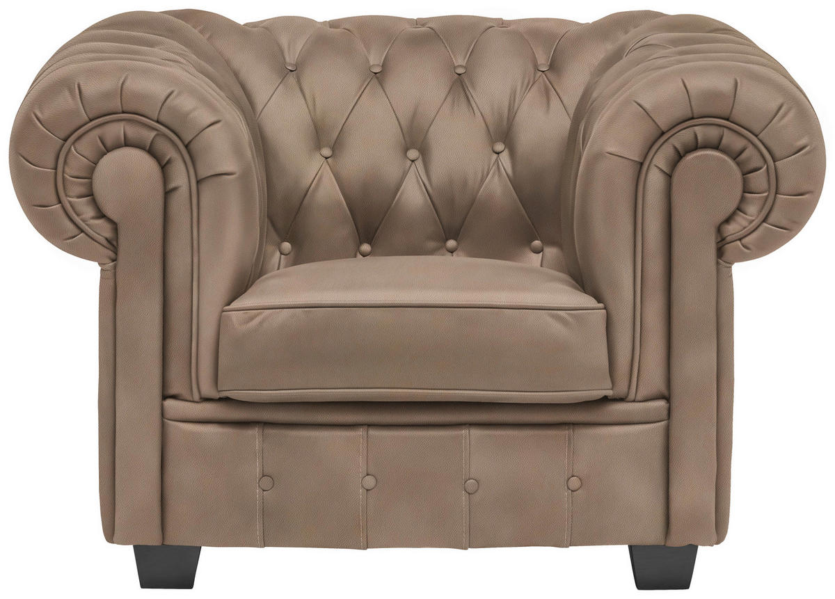 CHESTERFIELD-SESSEL - Wengefarben/Hellbraun, LIFESTYLE, Holz/Textil (115/76,5/96cm) - Landscape