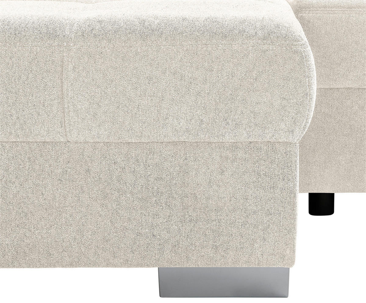 WOHNLANDSCHAFT Beige Velours  - Chromfarben/Beige, KONVENTIONELL, Kunststoff/Textil (198/363/170cm) - Hom`in