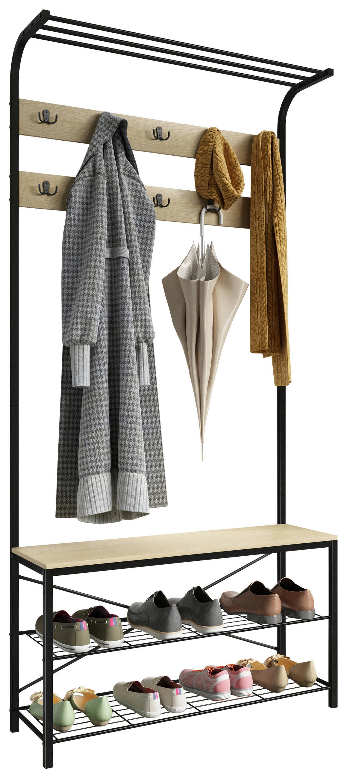 HALLMÖBEL  i 90/190/30 cm  - honungsek/svart, Design, metall/trämaterial (90/190/30cm) - MID.YOU