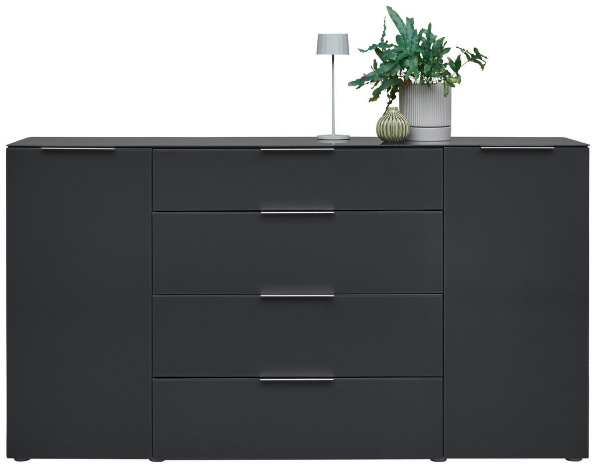 TÁLALÓSZEKRÉNY 180/101/40,5 cm  - alumíniumszínű/antracit, Design, műanyag/faalapú anyag (180/101/40,5cm) - Voleo