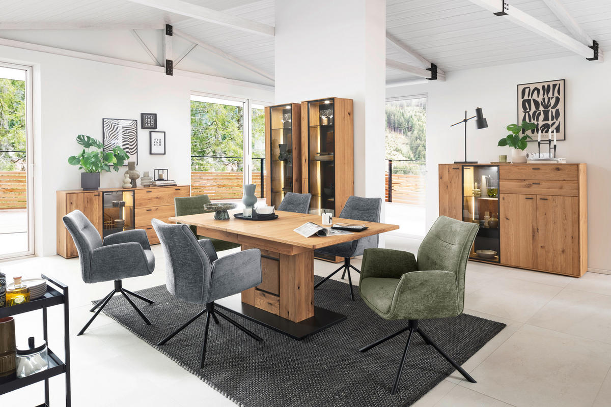 SIDEBOARD 183/88/44 cm  - Wildeiche/Anthrazit, Design, Glas/Holz (183/88/44cm) - MID.YOU