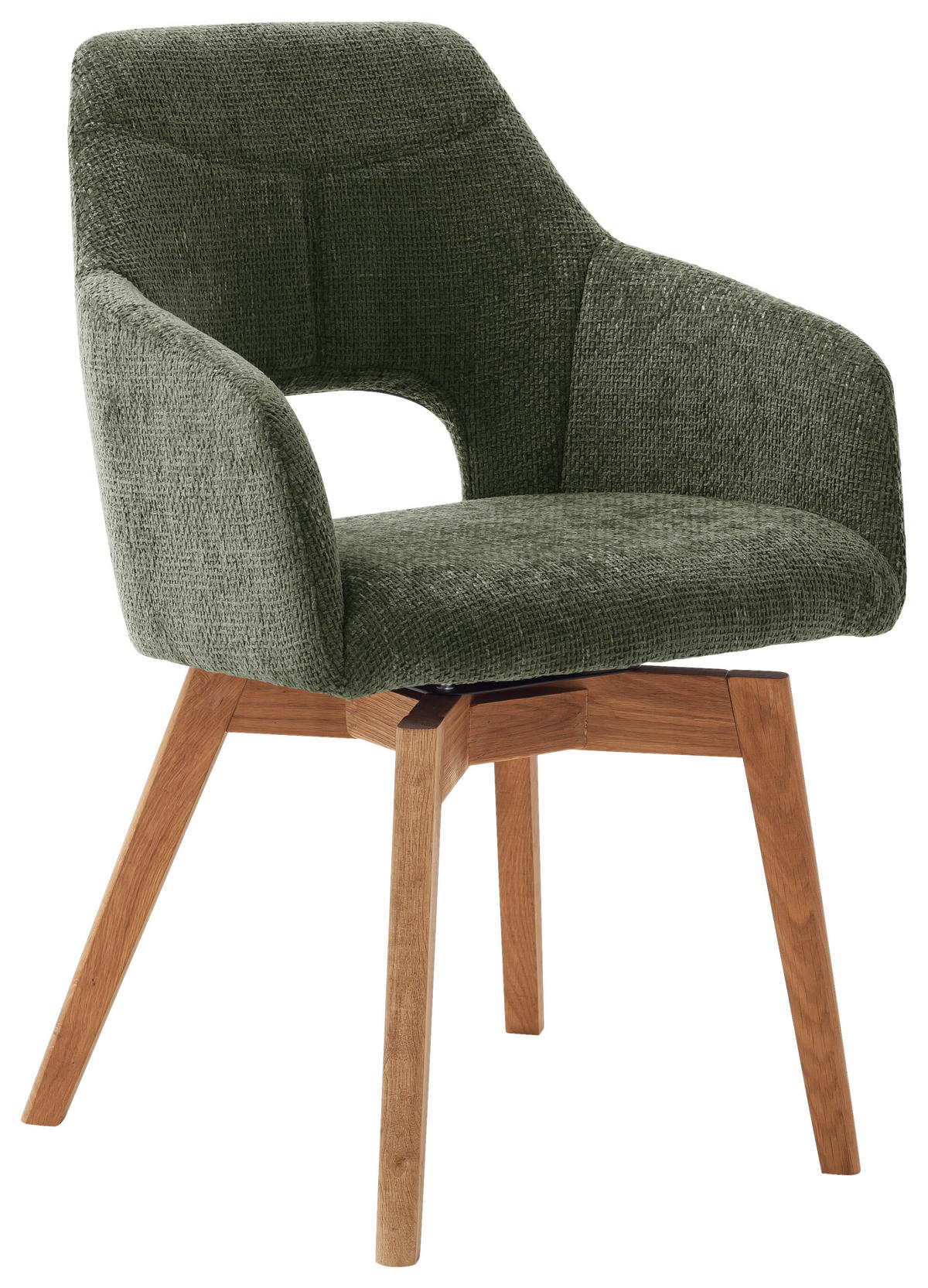 ARMLEHNSTUHL drehbar  in Mikrofaser  - Wildeiche/Olivgrün, Design, Holz/Textil (57/84/57cm) - Voleo