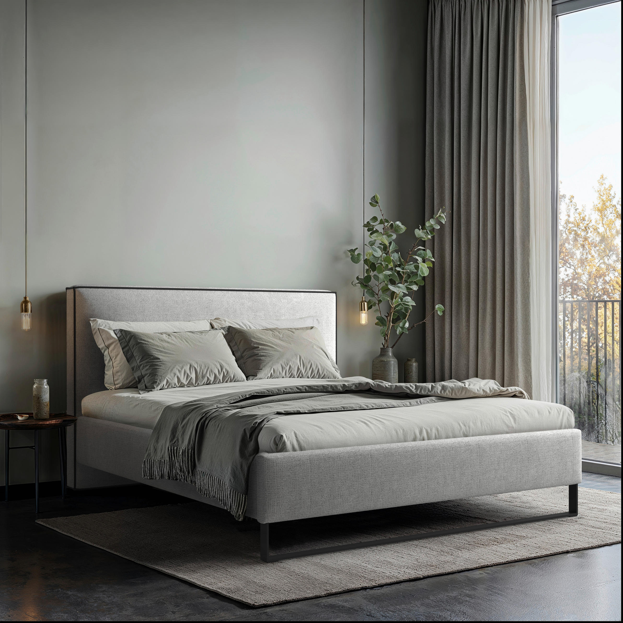 POLSTERBETT 180/200 cm,  in Beige, gepolstertes Kopfteil, Lattenrost, Bettkasten,  - Beige/Schwarz, MODERN, Holz/Holzwerkstoff (180/200cm) - MID.YOU