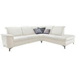 ECKSOFA in Echtleder Weiß  - Alufarben/Weiß, Design, Leder/Metall (292/242cm) - Cantus