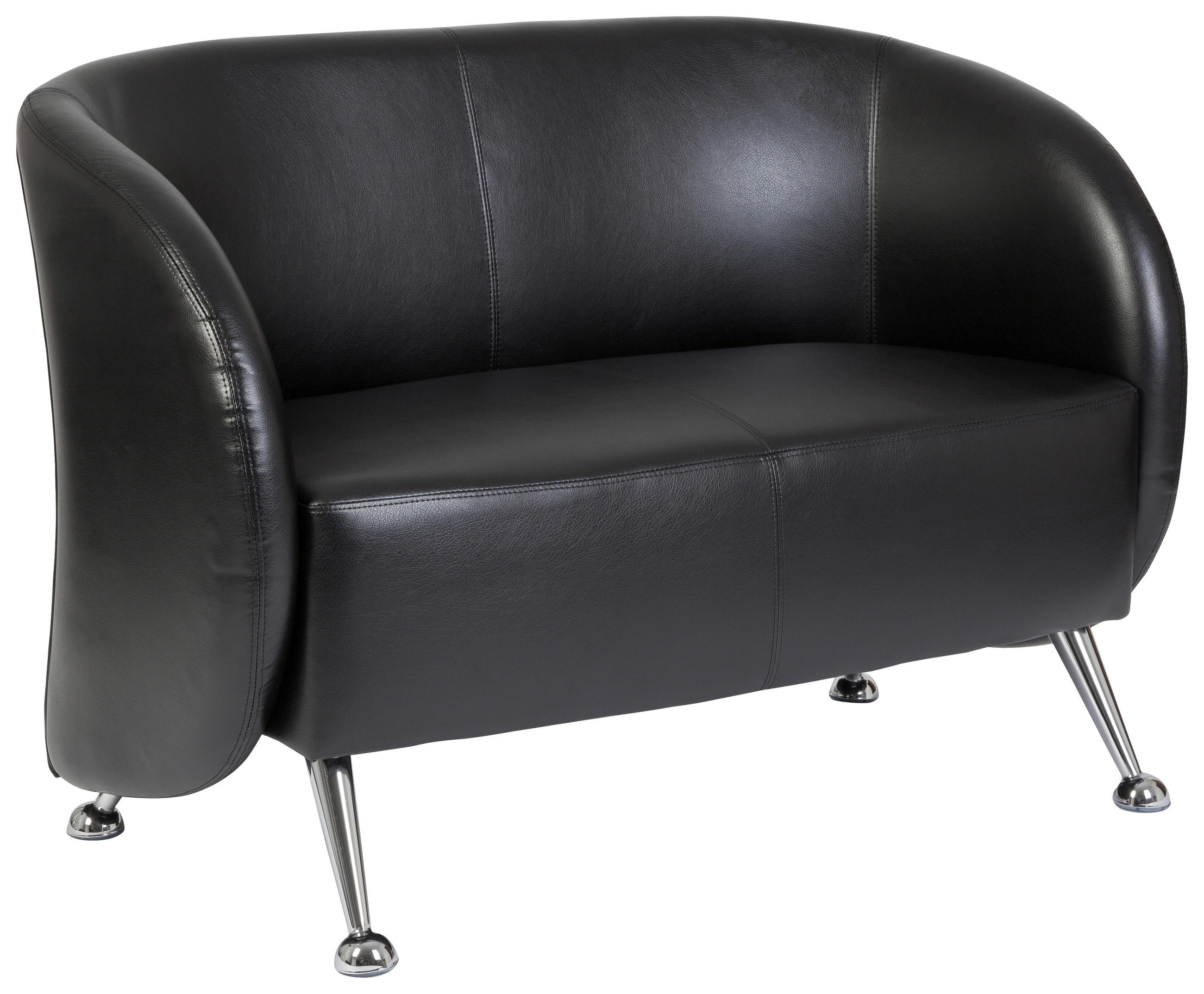 2-SITZER-SOFA Lederlook Schwarz  - Chromfarben/Schwarz, MODERN, Textil/Metall (118/85/58cm) - MID.YOU