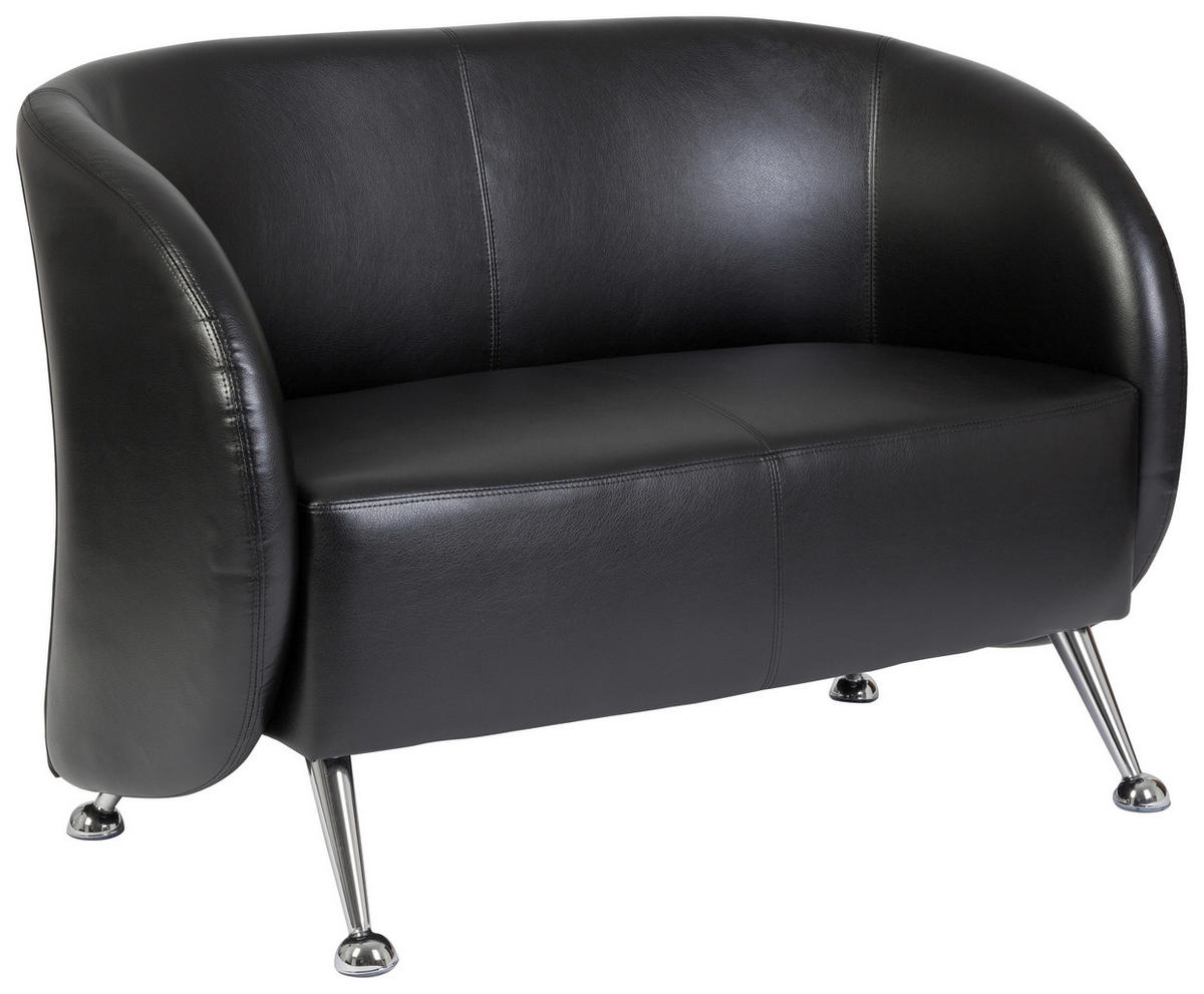 2-SITS SOFFA i textil svart  - kromfärg/svart, Modern, metall/textil (118/85/58cm) - MID.YOU
