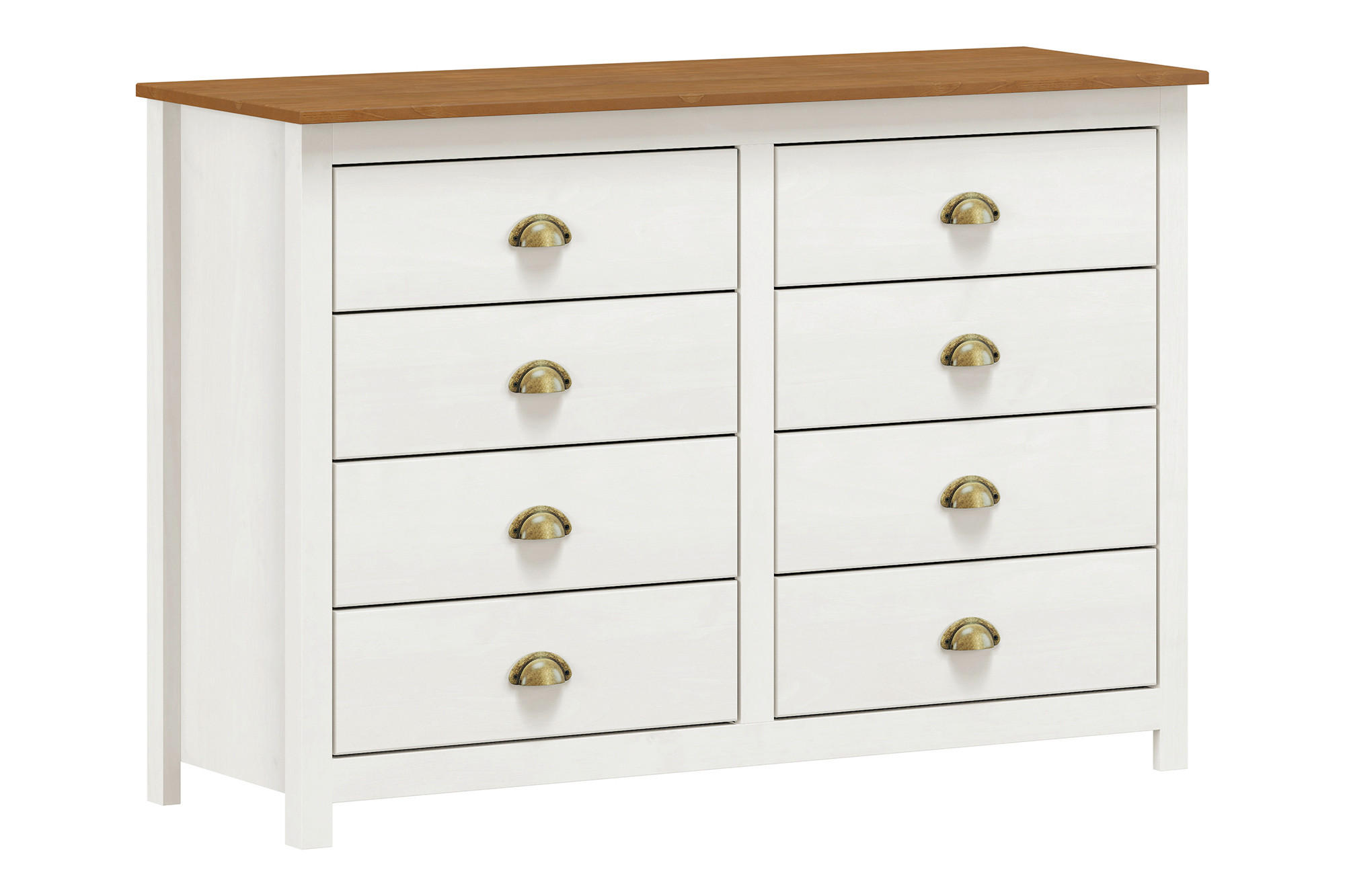 KOMMODE  in 125/85/41 cm  - Messingfarben/Weiß, Natur, Holz/Metall (125/85/41cm) - Livetastic