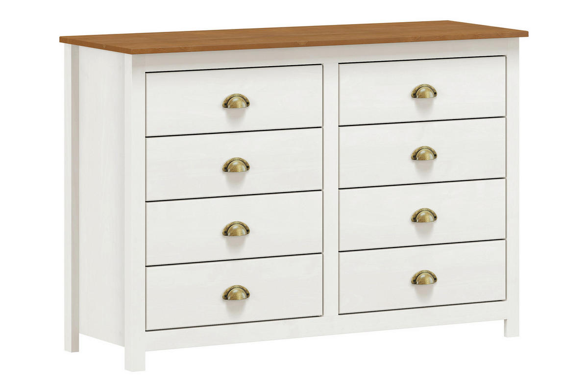 KOMMODE  in 125/85/41 cm  - Messingfarben/Weiß, Natur, Holz/Metall (125/85/41cm) - Livetastic
