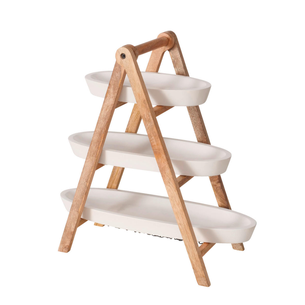 POSCHODOVÝ STOJAN - biela/prírodná farba, Basics, drevo (49,4/21,8/50,3cm)