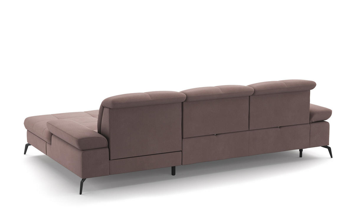 CANAPÉ D'ANGLE in Flachgewebe Taupe  - Taupe/Schwarz, Konventionell, Textil/Metall (279/185cm) - Sit & More