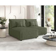 ECKSOFA Olivgrün Cord Zierkissen, Rückenkissen, Schlaffunktion, Rücken echt  - Schwarz/Olivgrün, MODERN, Kunststoff/Textil (153/200cm) - Xora