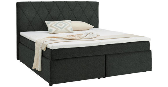 BOXSPRINGBETT 180/200 cm in Grau - Schwarz/Grau, Design, Kunststoff/Textil (180/200cm) - Xora