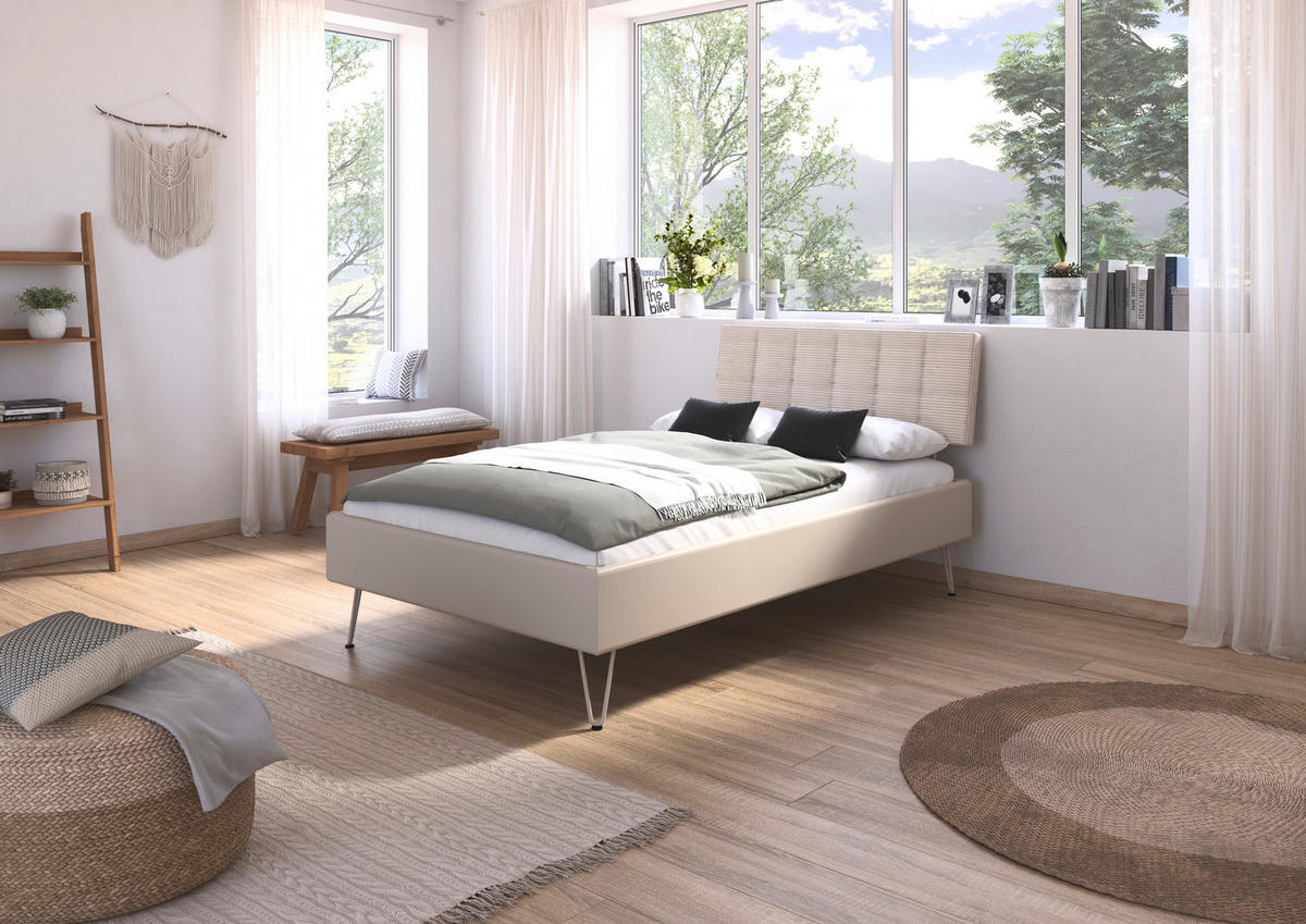 BETT 120/200 cm  in Champagner  - Champagner, Design, Textil/Metall (120/200cm) - Carryhome