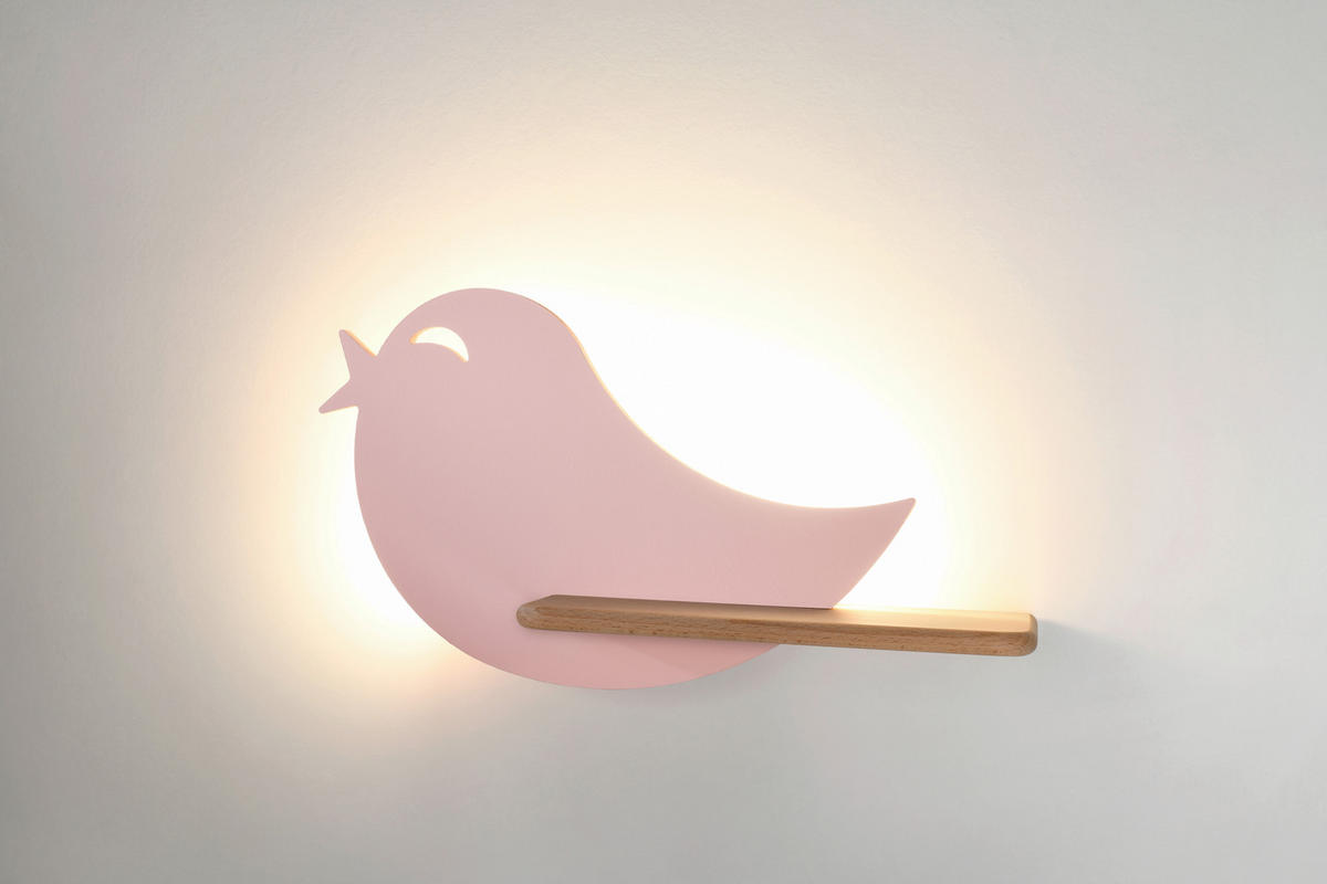 KINDERWANDLEUCHTE Bird  - Pink, Natur, Holz/Holzwerkstoff (40/12/21.5cm)