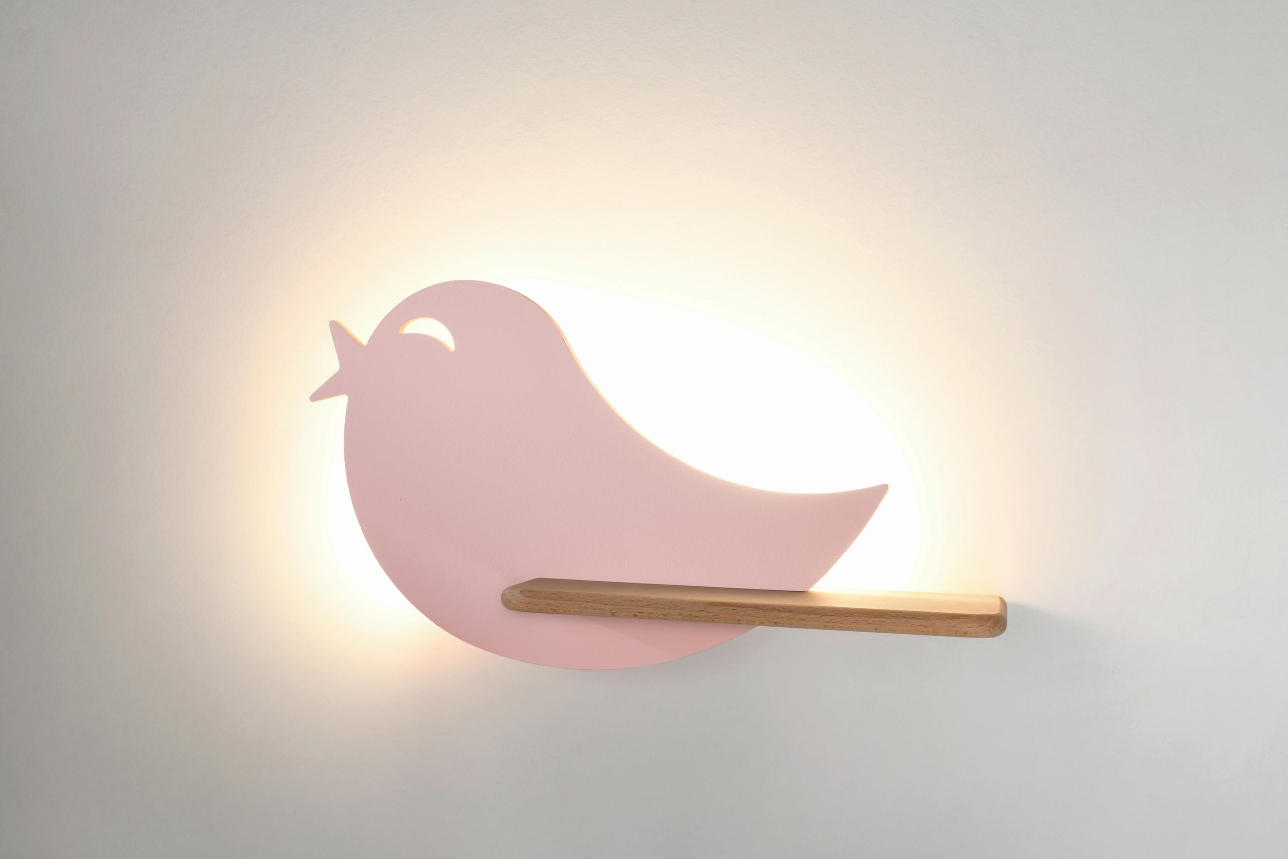 Thumbnail - Xxxl Kinderwandleuchte Bird, Pink, Holzwerkstoff, Holz, Metall, Eiche, 12x21.5x40 cm, RoHS, Europäischer Sicherheitsstan...
