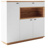 HIGHBOARD Weiß, Wildeiche  150/133/37 cm  - Wildeiche/Anthrazit, Design, Glas/Holz (150/133/37cm) - Novel
