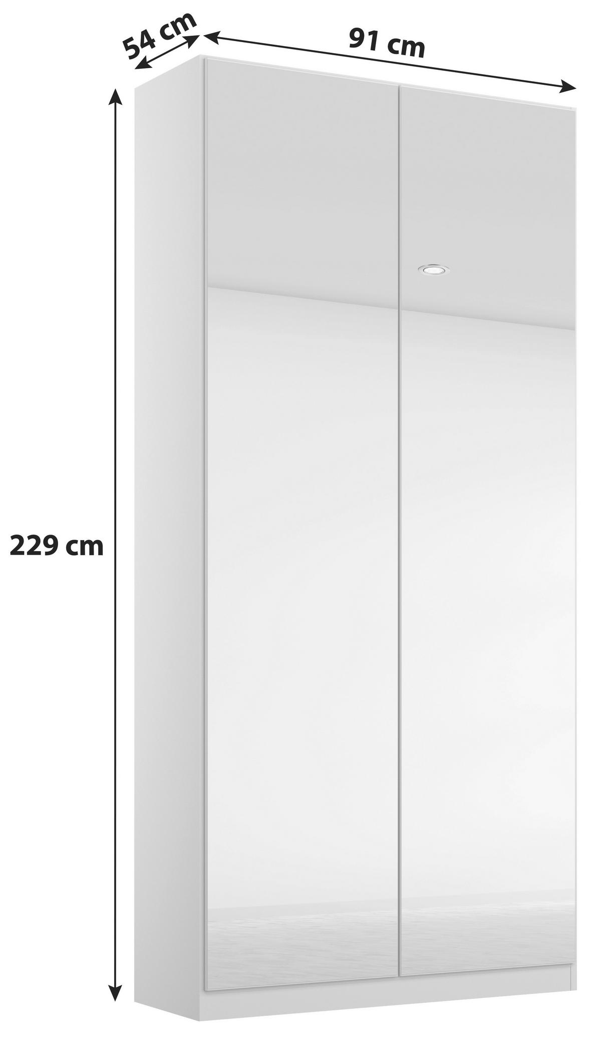 GARDEROB MED GÅNGJÄRN 91/229/54 cm 2-dörrar - aluminiumfärg/ljusgrå, Modern, trämaterial (91/229/54cm) - Rauch Möbel