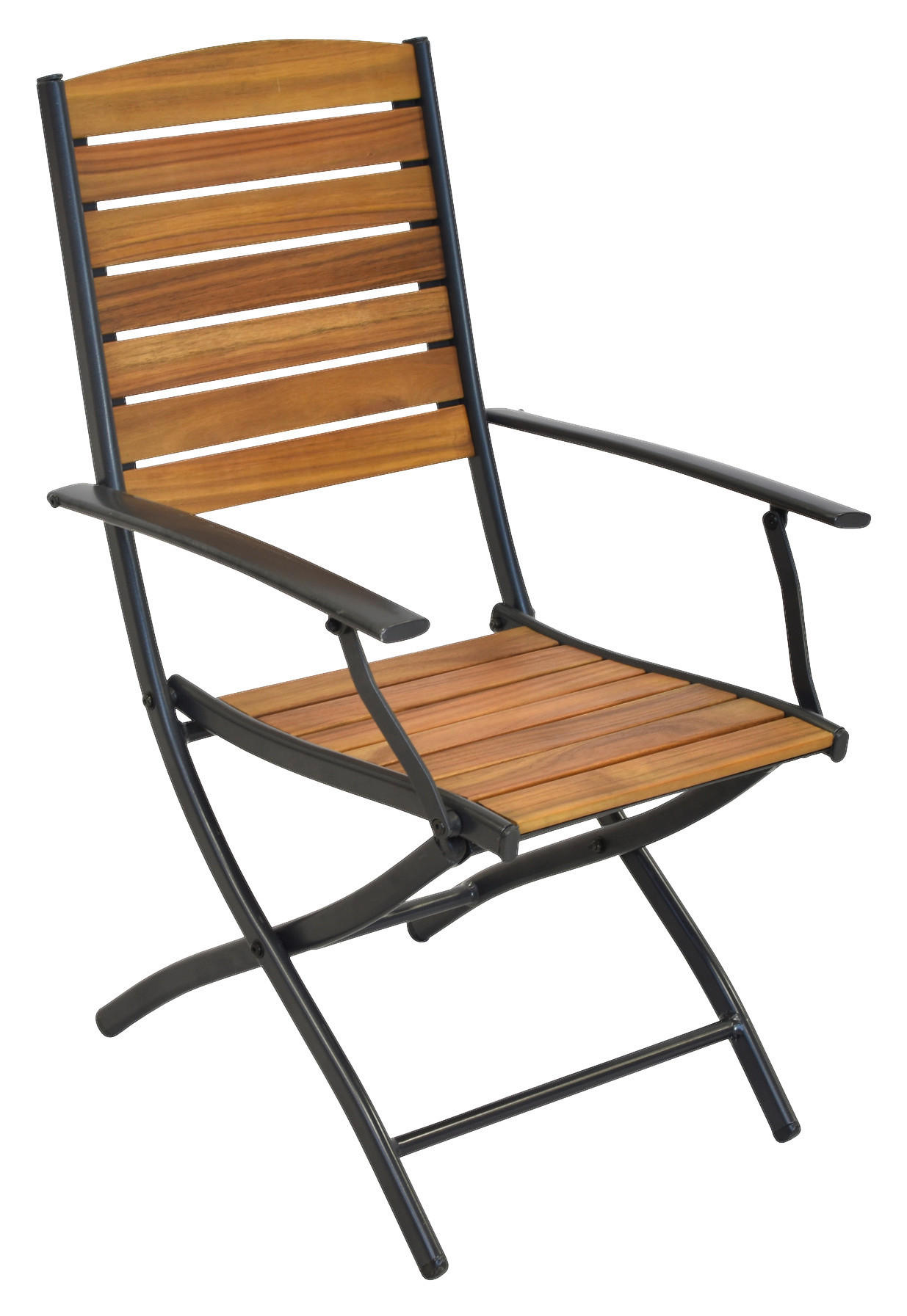 GARTENKLAPPSESSEL-SET Akazie Aluminium Graphitfarben, Naturfarben - Graphitfarben/Naturfarben, MODERN, Holz/Metall (55/97/61cm) - Gardenson