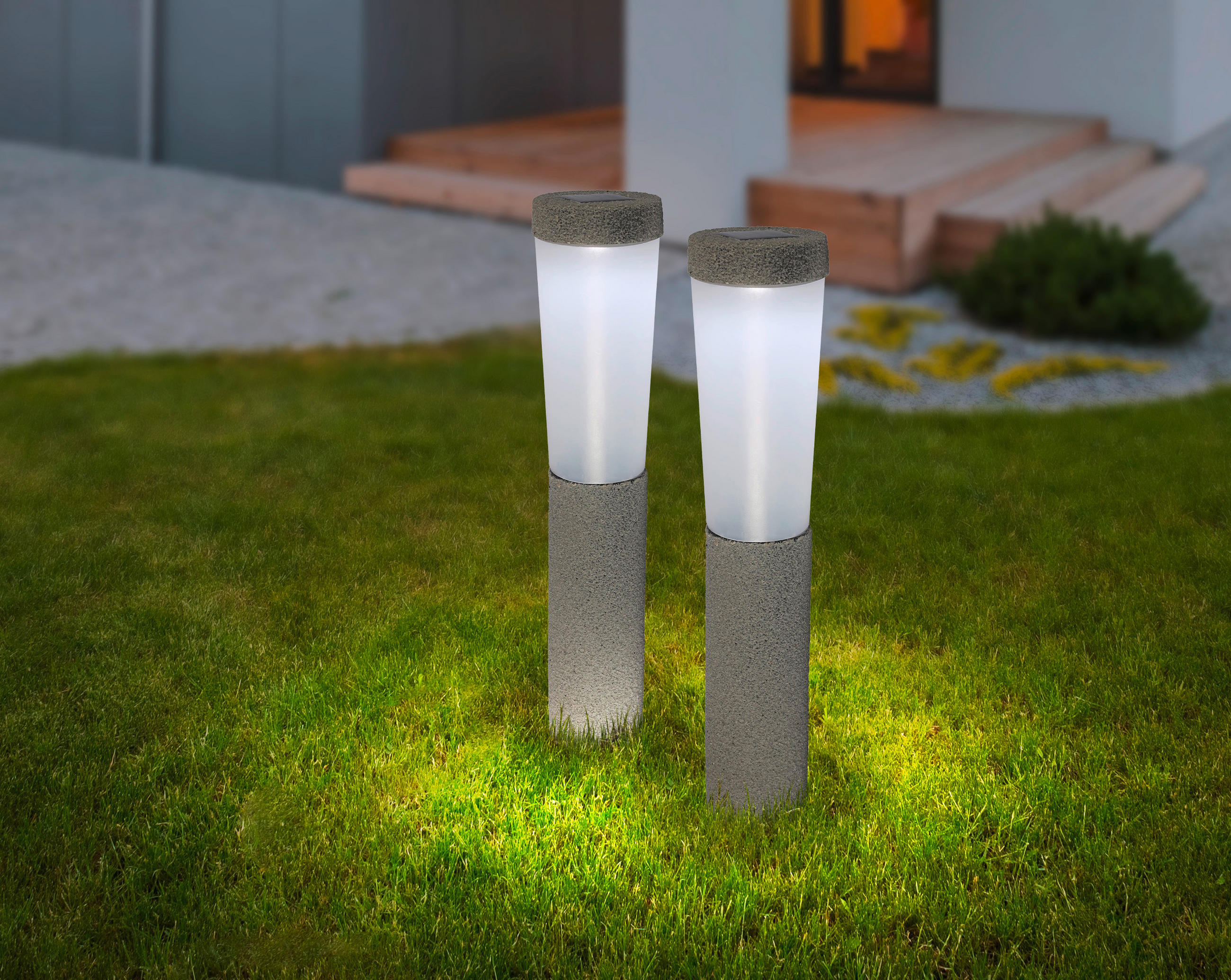 SOLCELLSLAMPOR SET - grå, Design, plast (7,7/45,6cm) - Globo