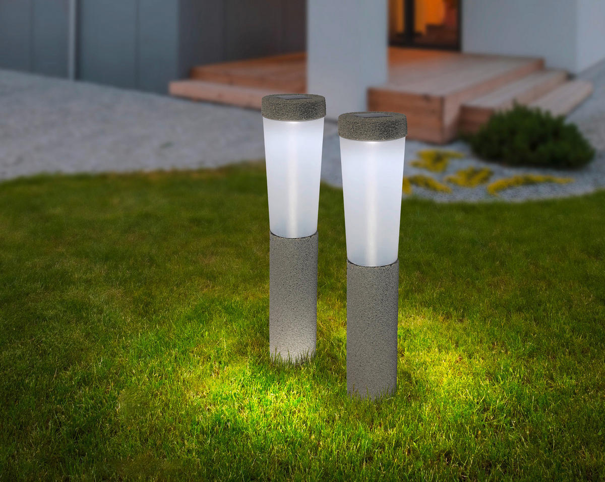 SOLARLEUCHTENSET 7,7/45,6 cm  2-teilig  - Grau, Design, Kunststoff (7,7/45,6cm) - Globo