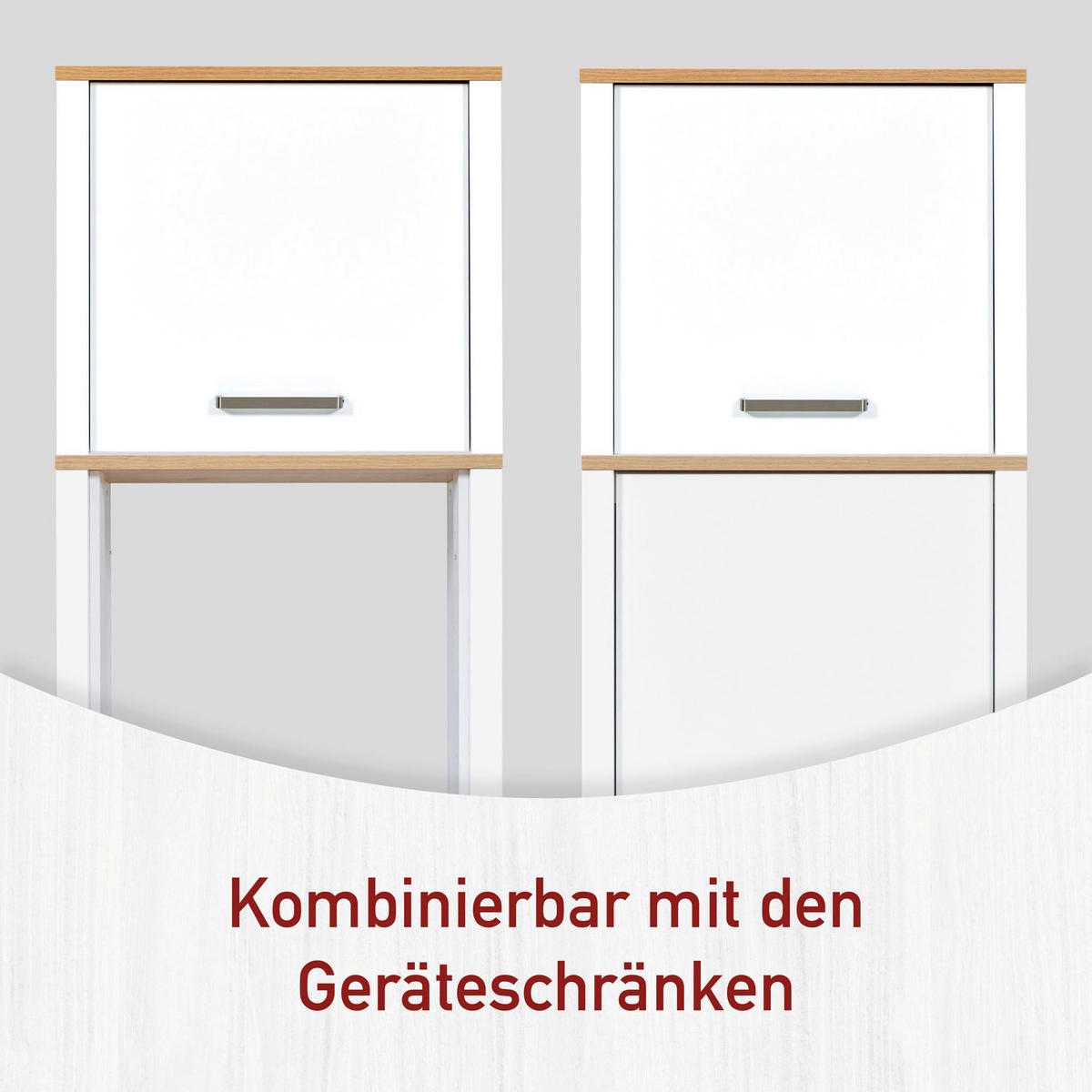 AUFSATZSCHRANK 70/60/60 cm   - Silberfarben/Weiß, MODERN, Holzwerkstoff/Metall (70/60/60cm) - home24