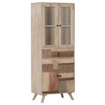 VITRINE in massiv Mangoholz Braun  - Klar/Messingfarben, Design, Glas/Holz (70/180/42cm) - Landscape