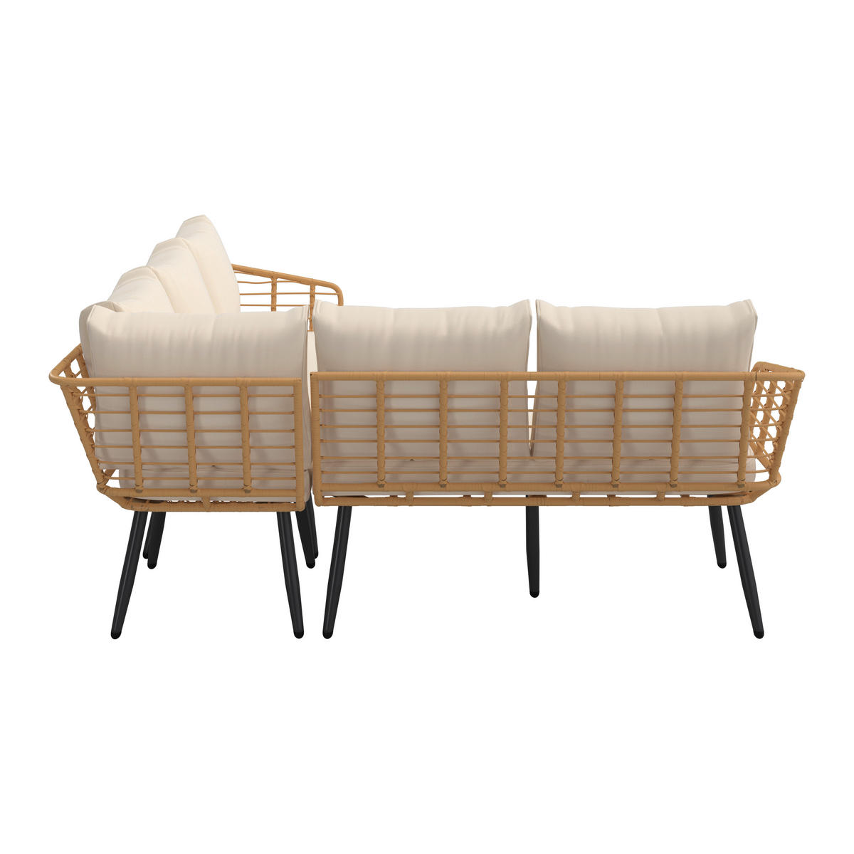 LOUNGEGARNITUR 4-teilig   187/67/187 cm Eisen  - Beige/Naturfarben, MODERN, Glas/Kunststoff (187/67/187cm) - Ambia Garden