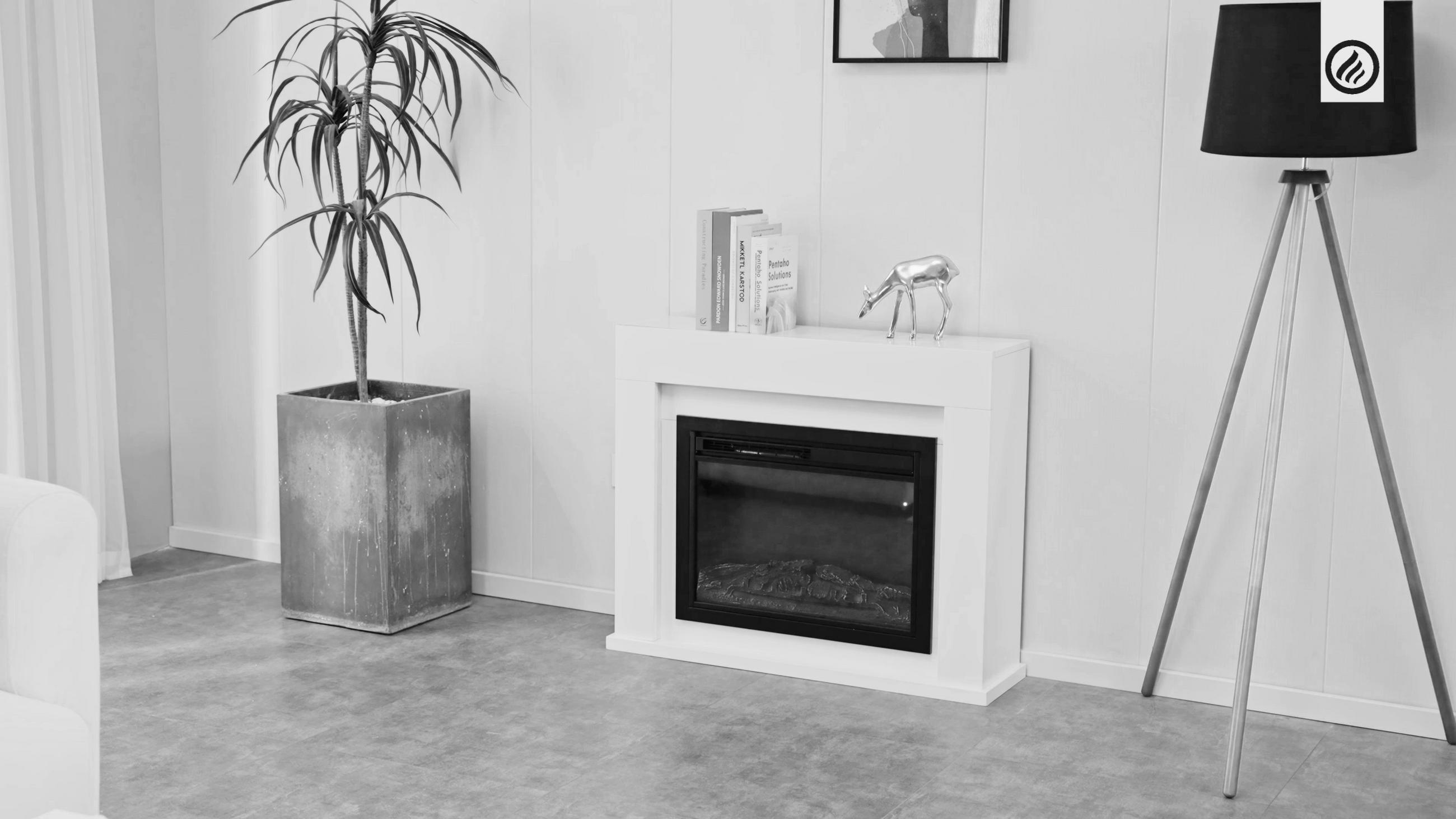 Thumbnail - Elektrokamin, Weiß, Metall, Glas, Holzwerkstoff, 95.0x77.0x26.0 cm, Fernbedienung, Flammeneffekt separat schaltbar, Über...