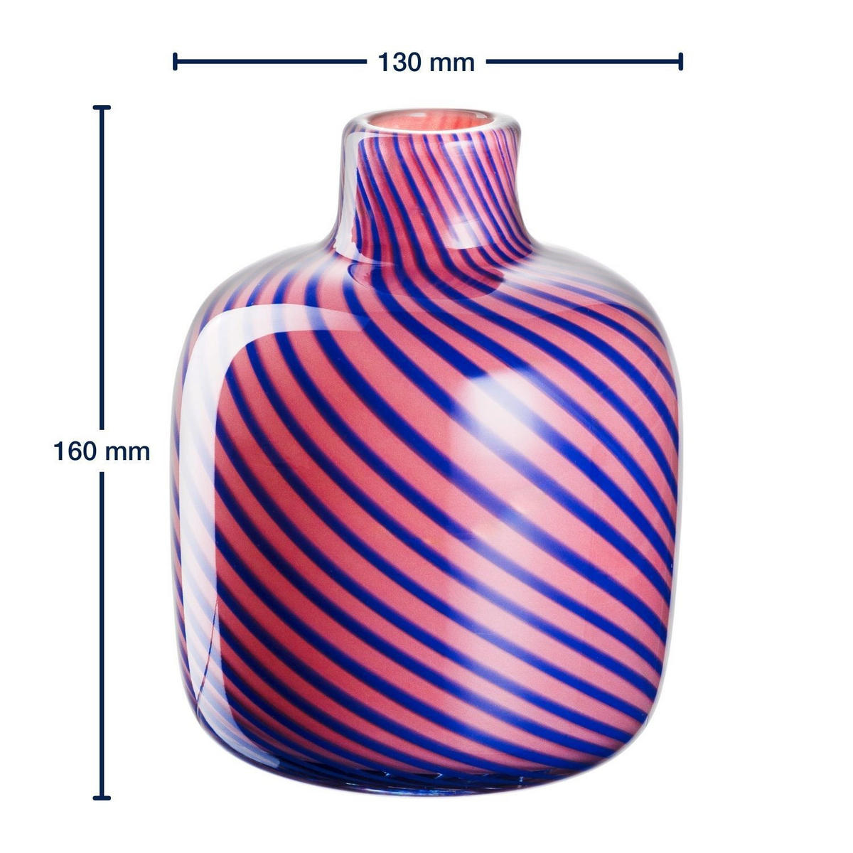 VASE  - Blau/Pink, KONVENTIONELL, Glas (13/16/13cm) - Leonardo