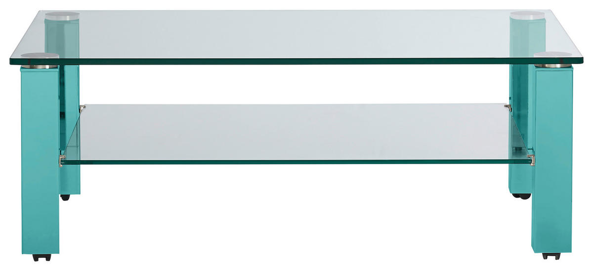 COUCHTISCH in Metall, Glas 110/70/42,5 cm  - Türkis, Design, Glas/Kunststoff (110/70/42,5cm)