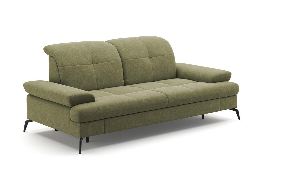 3-SITZER-SOFA in Flachgewebe Hellgrün  - Schwarz/Hellgrün, Konventionell, Textil/Metall (212/90/122cm) - Sit & More