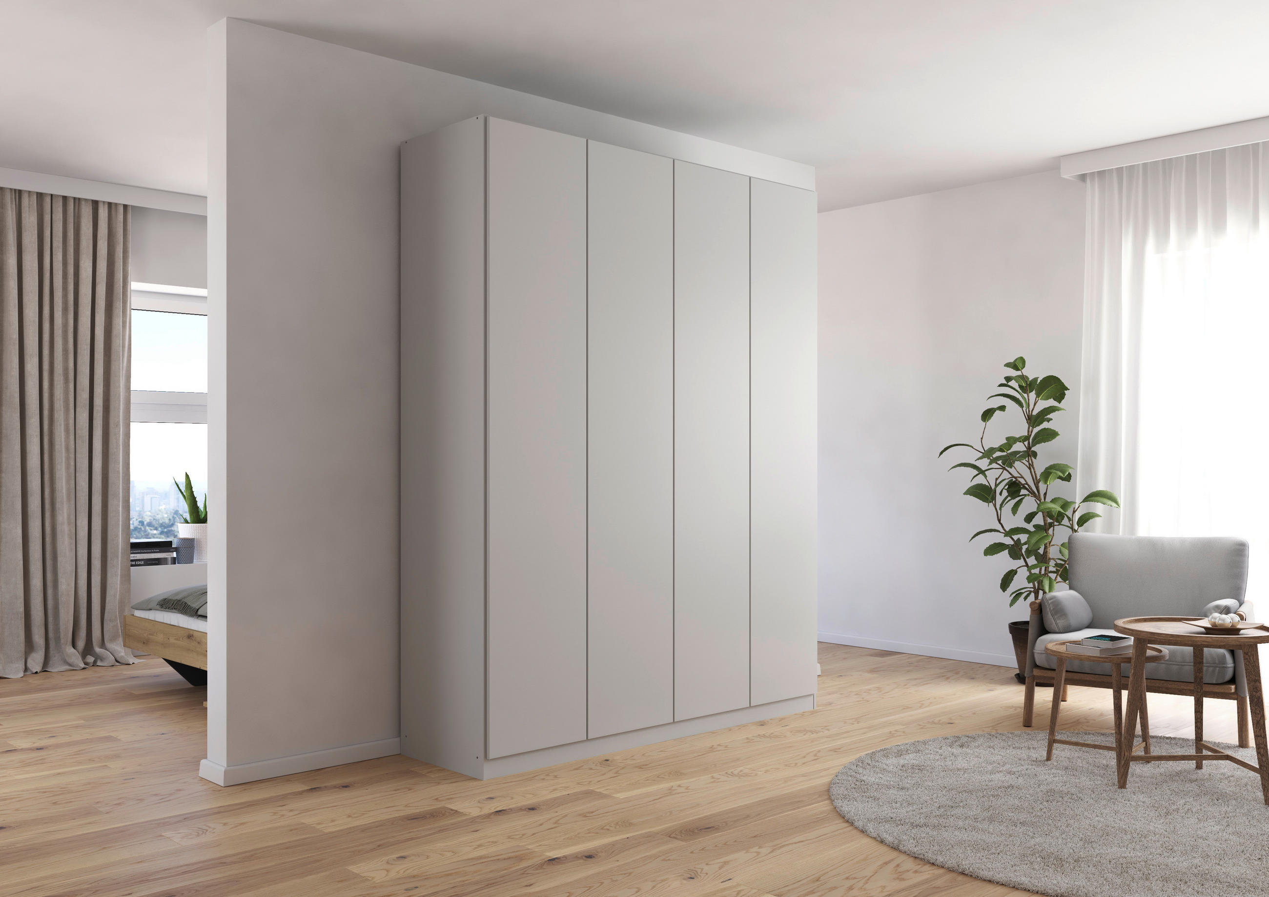 FALTTÜRENSCHRANK in Grau  - Grau, Holzwerkstoff (181/229/54cm) - Boxxx
