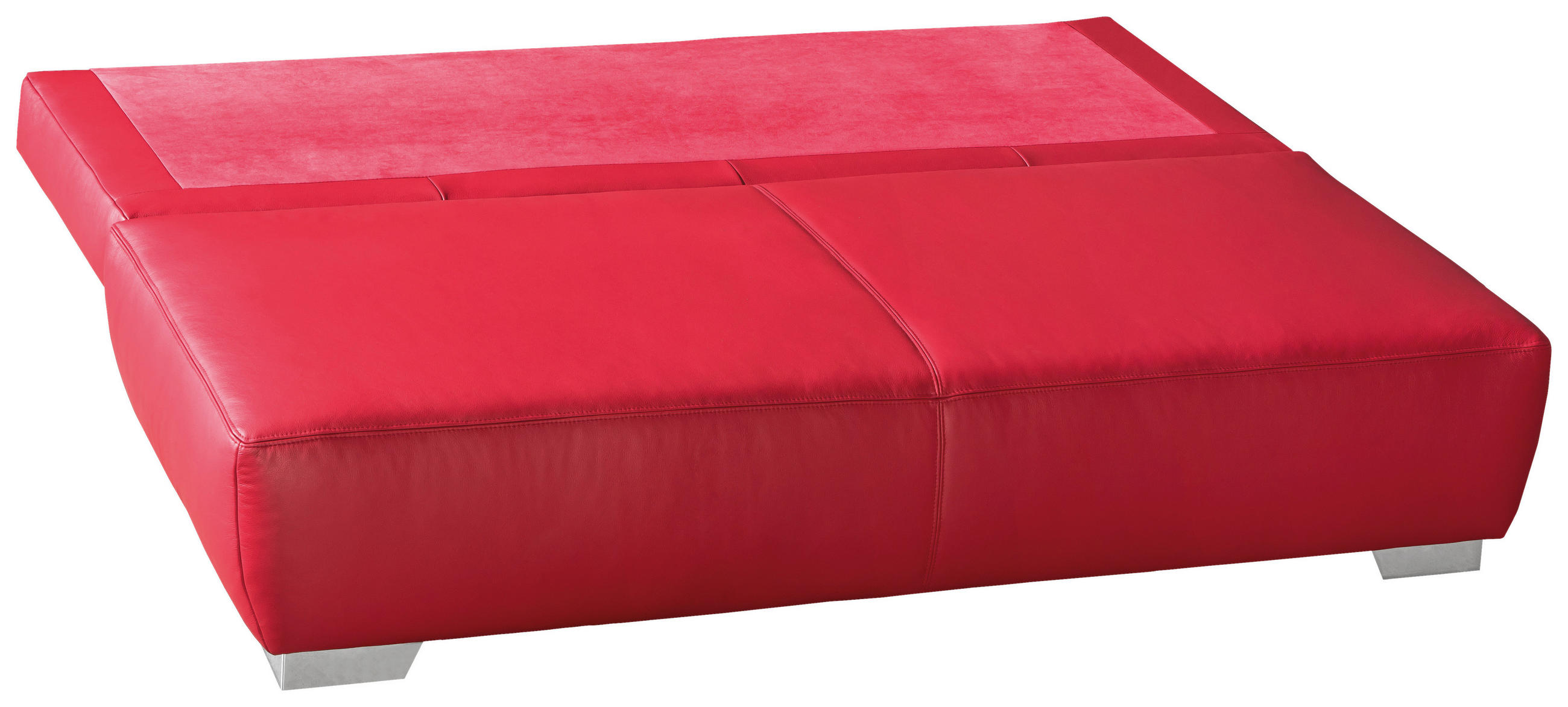 SCHLAFSOFA Rot Echtleder  - Chromfarben/Rot, KONVENTIONELL, Leder/Metall (195/85/90cm) - Livetastic