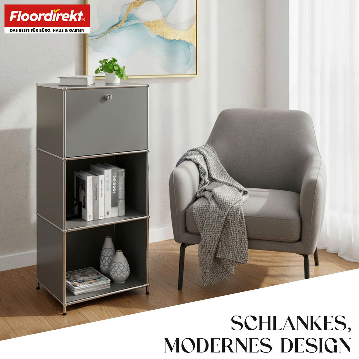 REGAL Grau  - Grau, Basics, Metall (50/121/40cm) - Floordirekt