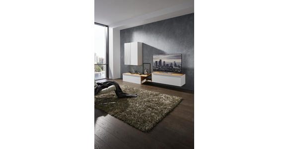 WOHNWAND in Eichefarben, Grau, Weiß - Eichefarben/Weiß, Design, Glas/Holz (300/187/47cm) - Dieter Knoll