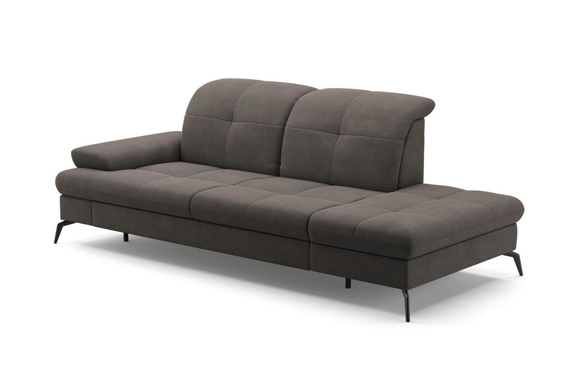 RÉCAMIERE in Flachgewebe Graphitfarben  - Schwarz/Graphitfarben, Konventionell, Textil/Metall (231/90/122cm) - Sit & More
