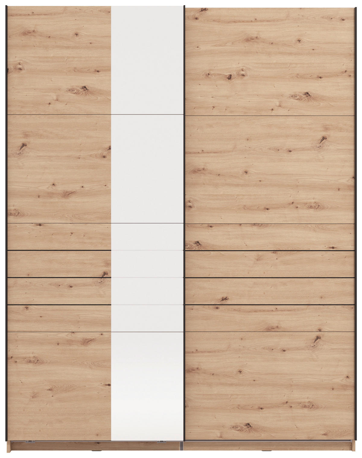 SCHWEBETÜRENSCHRANK 145,5/217,5/60 cm 2-türig Eiche Artisan  - Schwarz/Eiche Artisan, MODERN, Holzwerkstoff/Metall (145,5/217,5/60cm) - MID.YOU