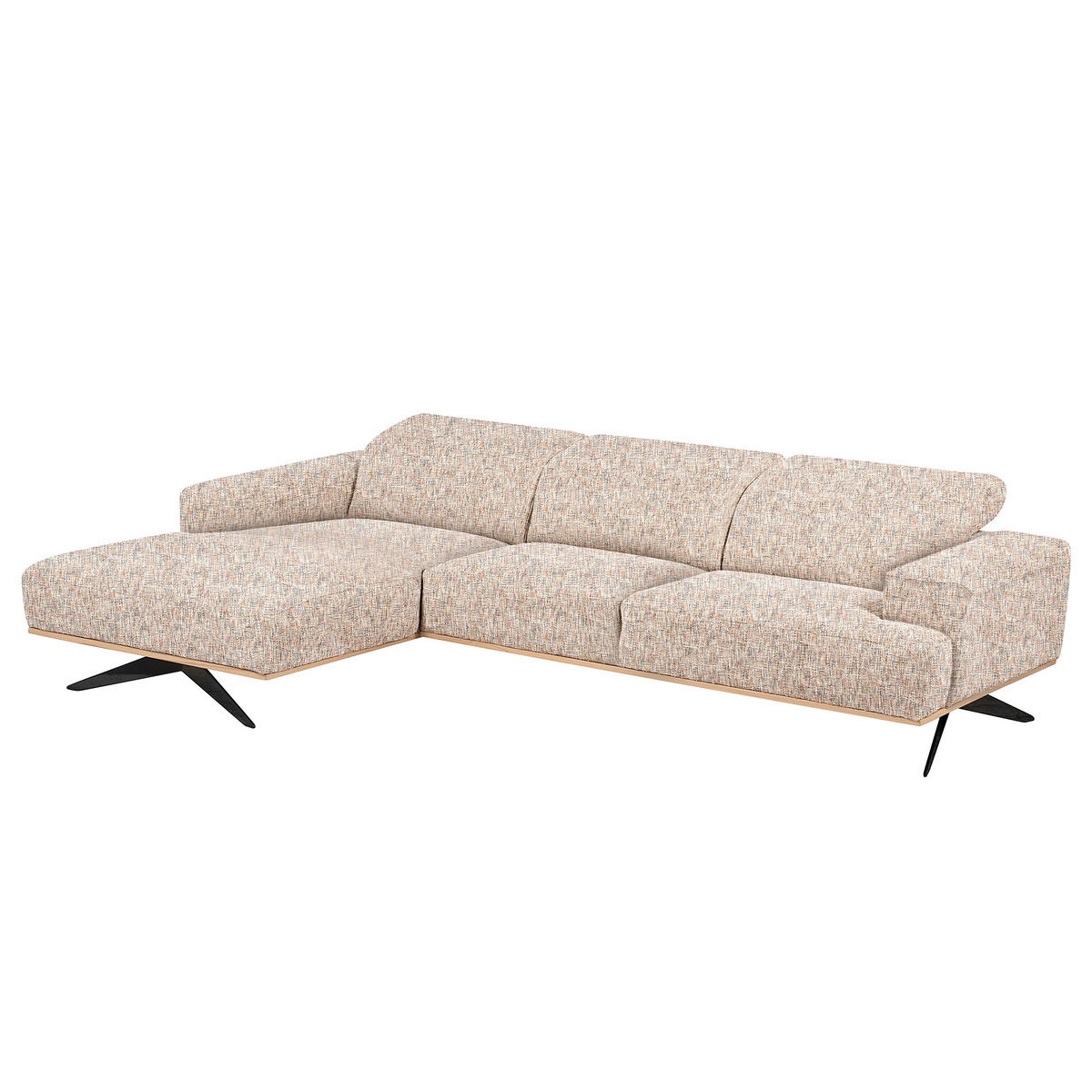 ECKSOFA PORTLAND in Struktur Blau, Gelb, Rot, Weiß Kopfteilverstellung  187/295 cm  - Blau/Gelb, Design, Holz/Textil (187/295cm) - Livetastic